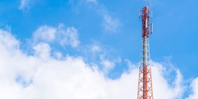 Telecommunication tower with beautiful sky